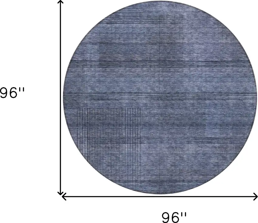 8' Navy Blue And Gray Round Striped Washable Indoor Outdoor Area Rug Photo 5