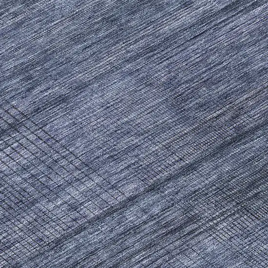 8' Navy Blue And Gray Round Striped Washable Indoor Outdoor Area Rug Photo 6
