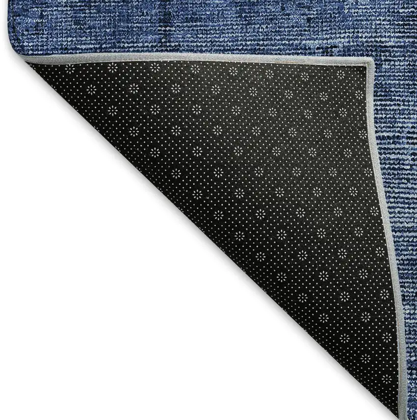 8' Navy Blue And Gray Southwestern Washable Round Rug With UV Protection Photo 6