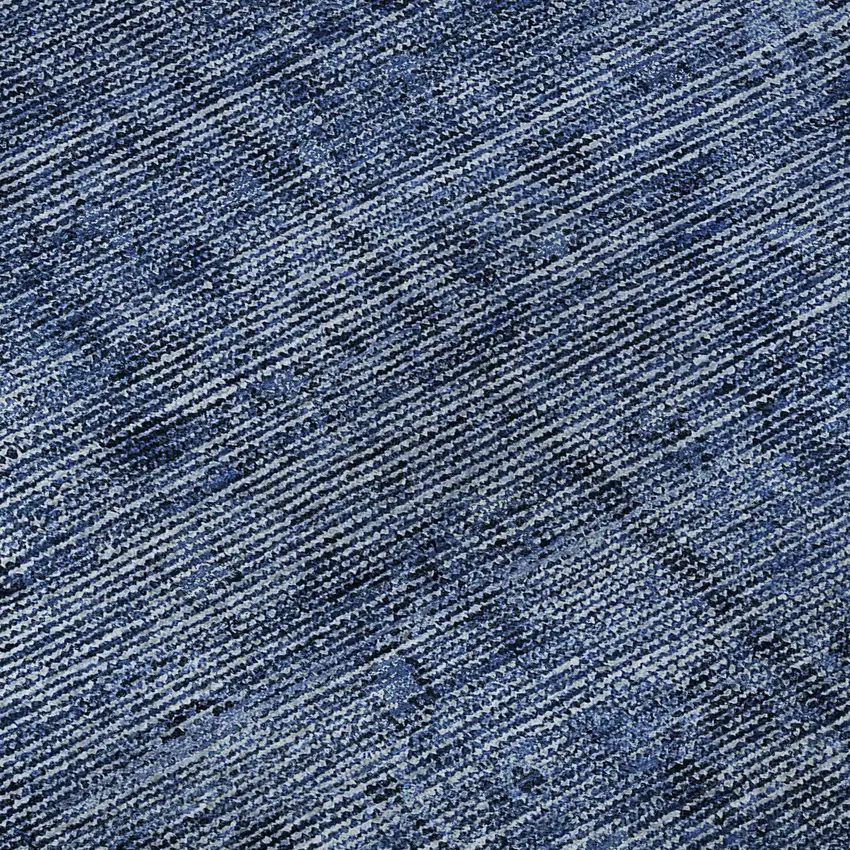 8' Navy Blue And Gray Southwestern Washable Round Rug With UV Protection Photo 9