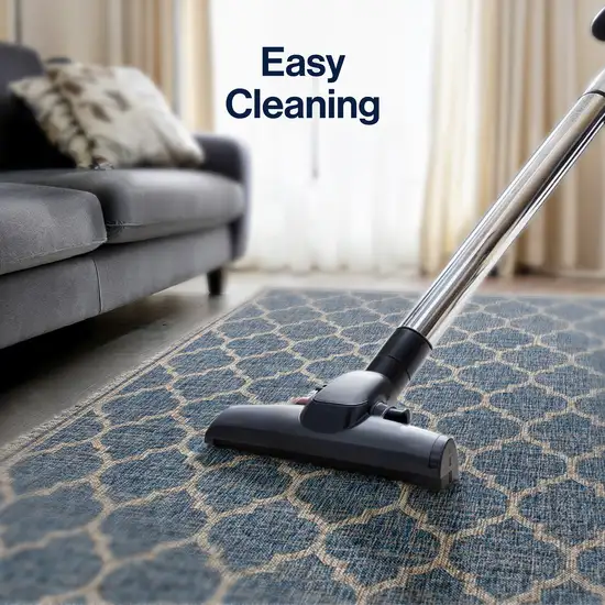 4' Navy Blue And Gray Square Geometric Indoor Outdoor Area Rug Photo 5