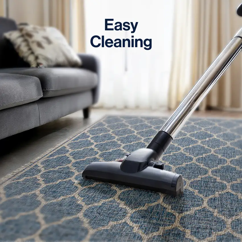 4' Navy Blue And Gray Square Geometric Indoor Outdoor Area Rug Photo 5