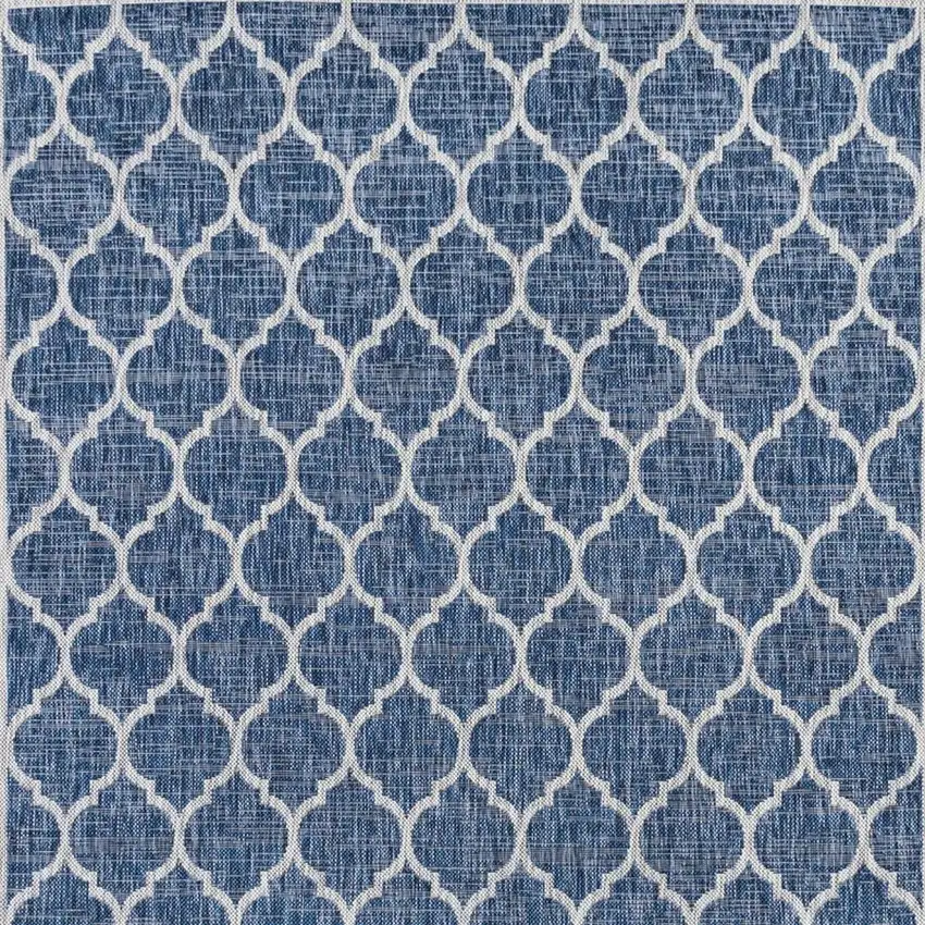 4' Navy Blue And Gray Square Geometric Indoor Outdoor Area Rug Photo 3