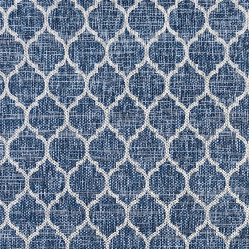 4' Navy Blue And Gray Square Geometric Indoor Outdoor Area Rug Photo 2