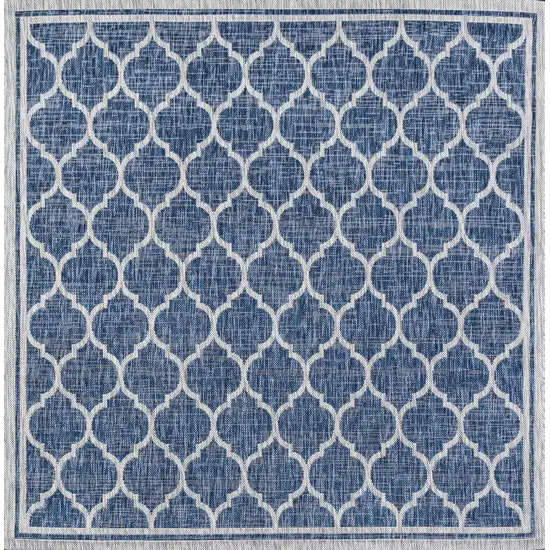 8' Navy Blue And Gray Square Geometric Indoor Outdoor Area Rug Photo 3