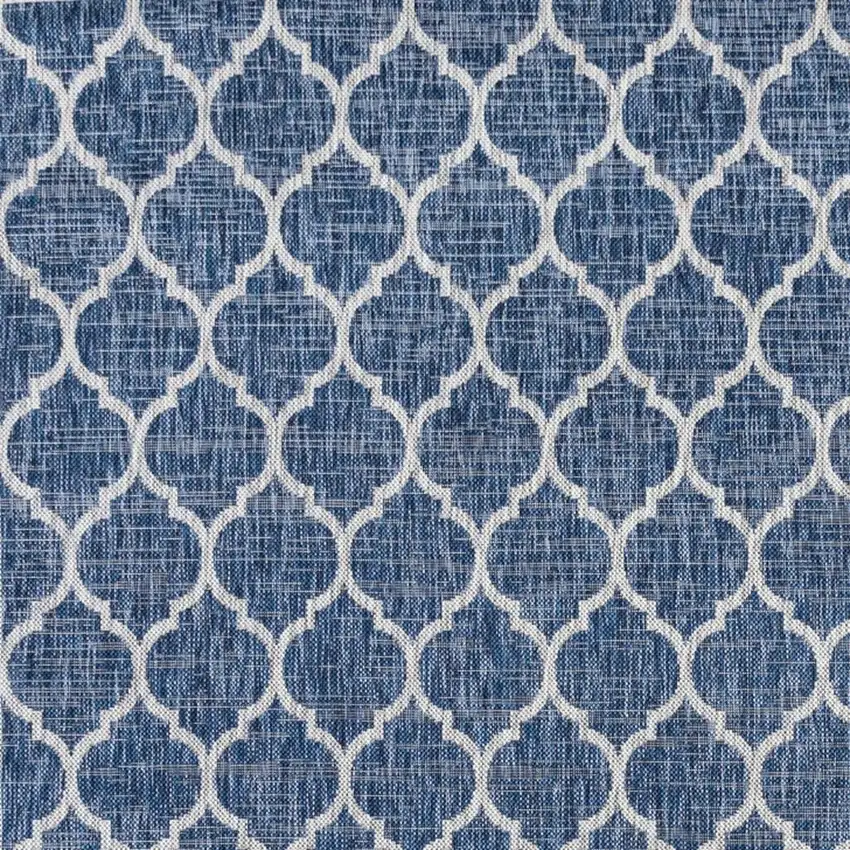 9' Navy Blue And Gray Square Geometric Indoor Outdoor Area Rug Photo 2
