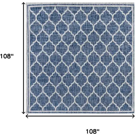9' Navy Blue And Gray Square Geometric Indoor Outdoor Area Rug Photo 9