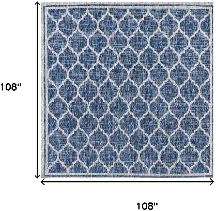 9' Navy Blue And Gray Square Geometric Indoor Outdoor Area Rug Photo 9