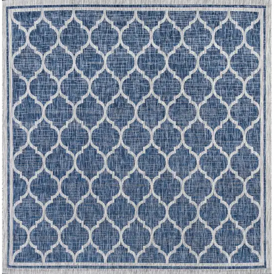 9' Navy Blue And Gray Square Geometric Indoor Outdoor Area Rug Photo 1