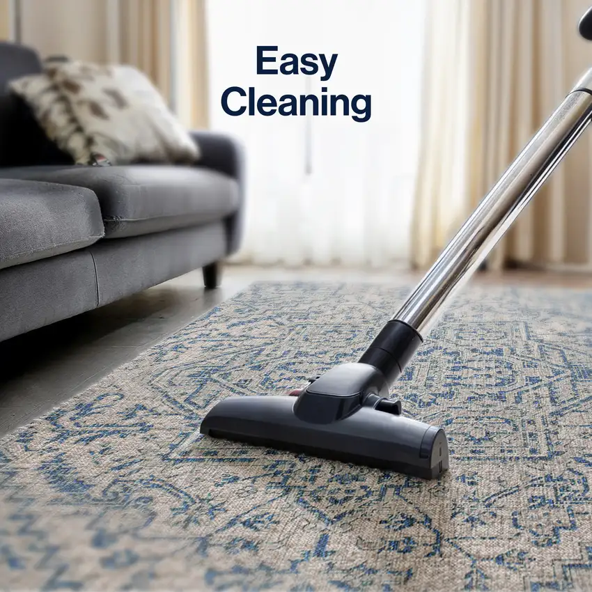 3' Navy Blue And Gray Square Medallion Indoor Outdoor Area Rug Photo 5