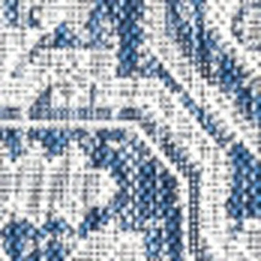 3' Navy Blue And Gray Square Medallion Indoor Outdoor Area Rug Photo 2