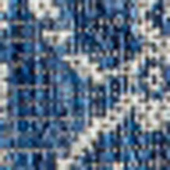 5' Navy Blue And Gray Square Medallion Indoor Outdoor Area Rug Photo 2