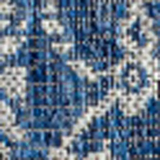 6' Navy Blue And Gray Square Medallion Indoor Outdoor Area Rug Photo 3