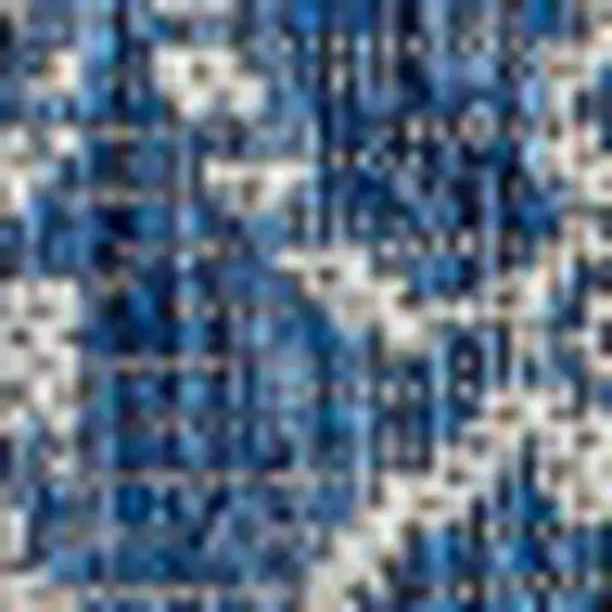 6' Navy Blue And Gray Square Medallion Indoor Outdoor Area Rug Photo 2