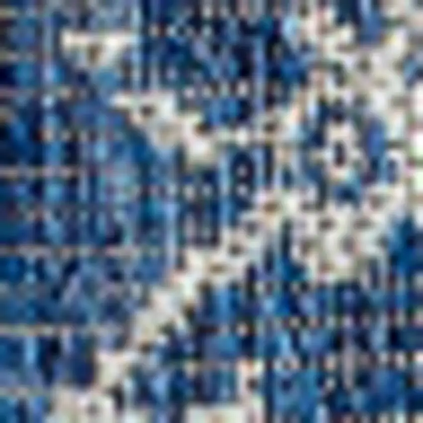 8' Navy Blue And Gray Square Medallion Indoor Outdoor Area Rug Photo 2