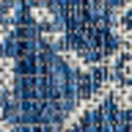 9' Navy Blue And Gray Square Medallion Indoor Outdoor Area Rug Photo 2