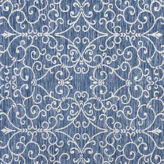 4' Navy Blue And Gray Square Medallion Indoor Outdoor Area Rug Photo 2