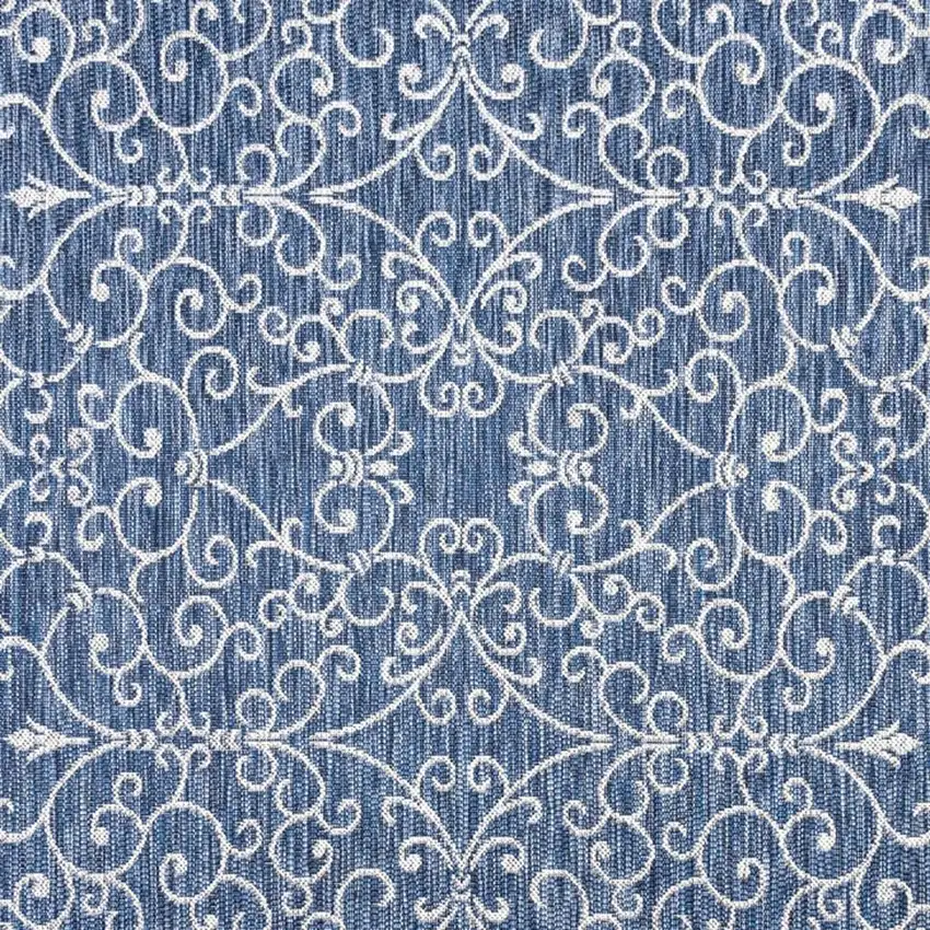 4' Navy Blue And Gray Square Medallion Indoor Outdoor Area Rug Photo 2