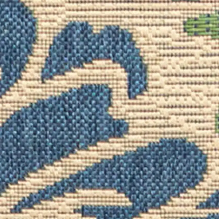 20' Navy Blue And Green Floral Indoor Outdoor Runner Rug Photo 2