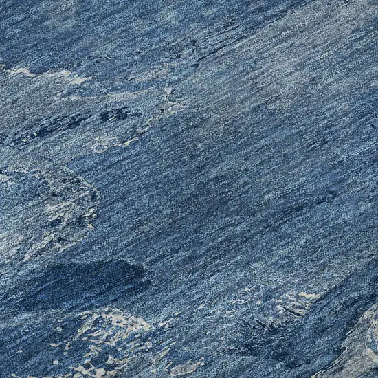 8' Navy Blue And Ivory Abstract Washable Area Rug With UV Protection Photo 9