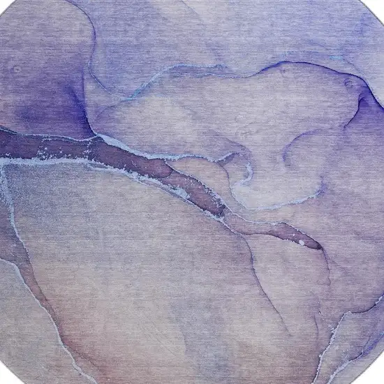 8' Navy Blue And Ivory Abstract Washable Round Rug With UV Protection Photo 3