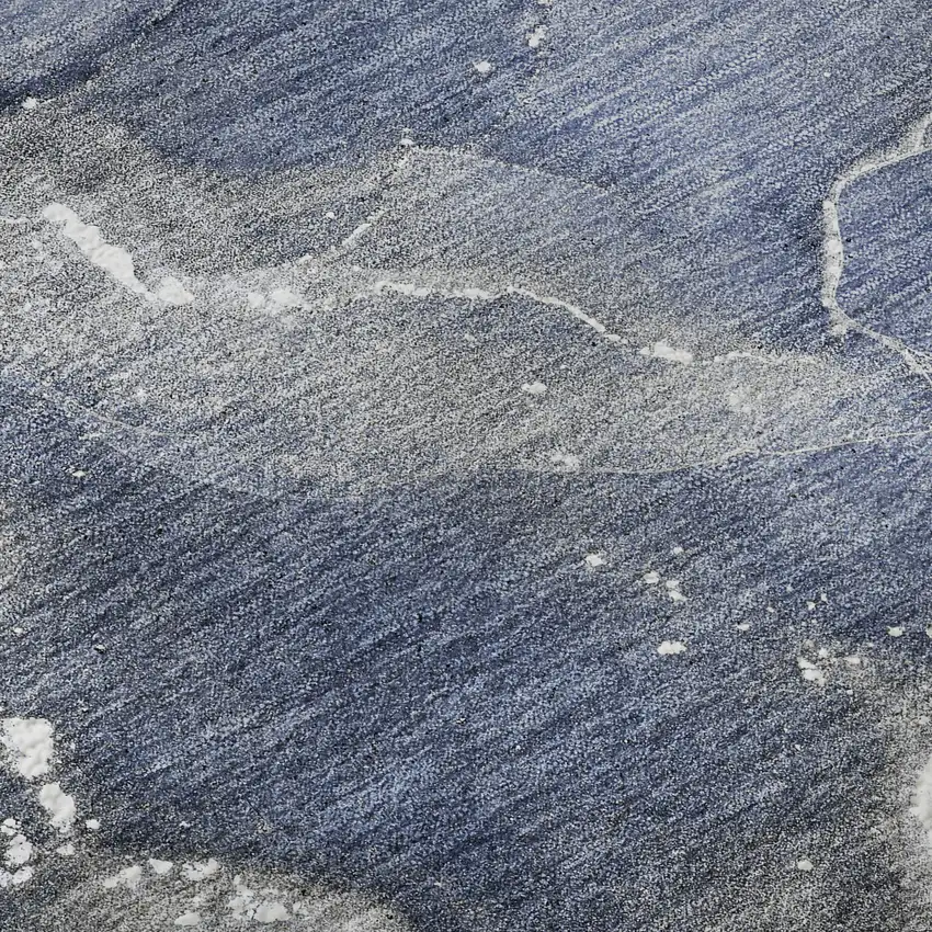 8' Navy Blue And Ivory Abstract Washable Round Rug With UV Protection Photo 9