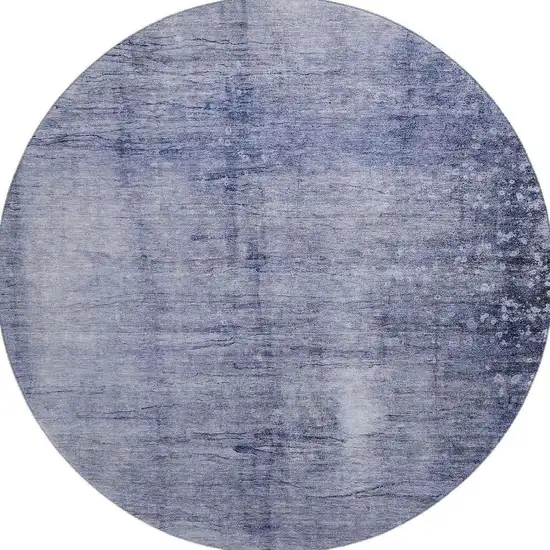 8' Navy Blue And Ivory Abstract Washable Round Rug With UV Protection Photo 4