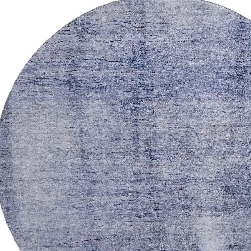 8' Navy Blue And Ivory Abstract Washable Round Rug With UV Protection Photo 3