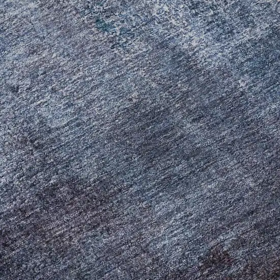 8' Navy Blue And Ivory Abstract Washable Round Rug With UV Protection Photo 9