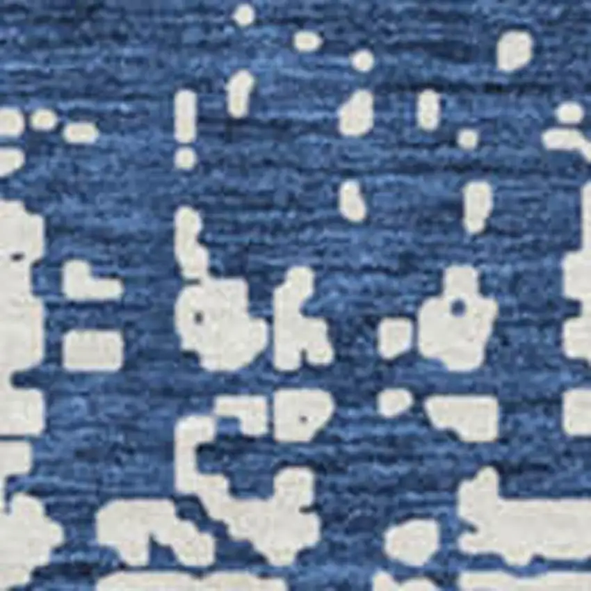 8' Navy Blue And Ivory Abstract Washable Round Rug With UV Protection Photo 4