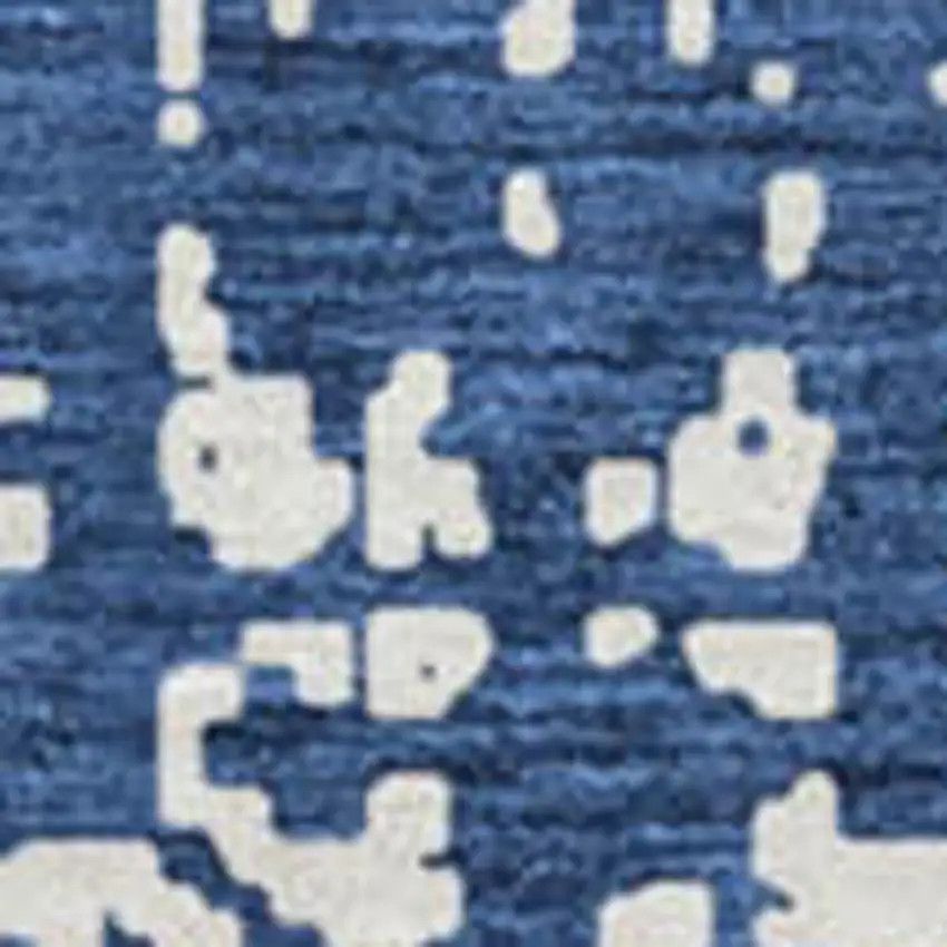 8' Navy Blue And Ivory Abstract Washable Round Rug With UV Protection Photo 3