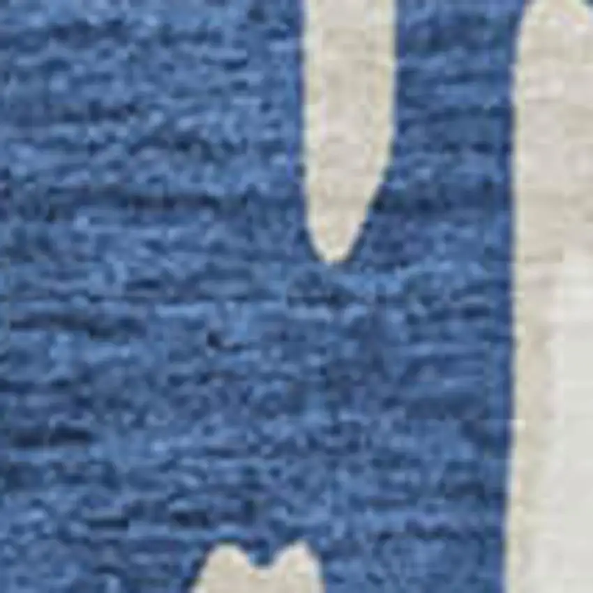 8' Navy Blue And Ivory Abstract Washable Round Rug With UV Protection Photo 2