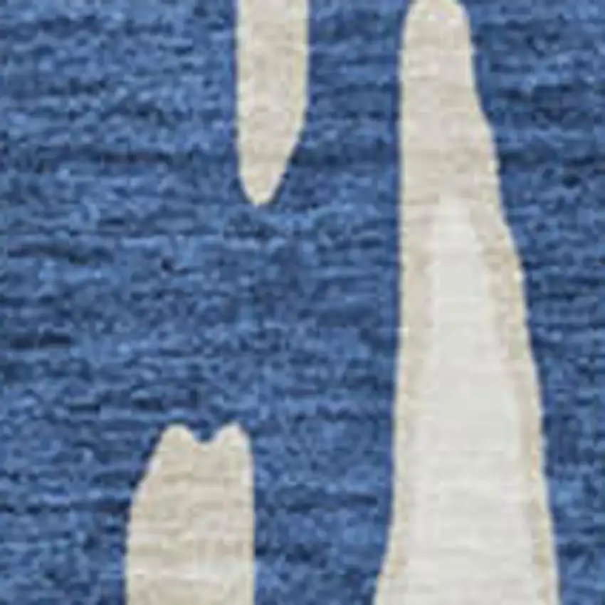 8' Navy Blue And Ivory Abstract Washable Round Rug With UV Protection Photo 3