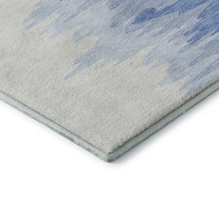 8' Navy Blue And Ivory Abstract Washable Round Rug With UV Protection Photo 6