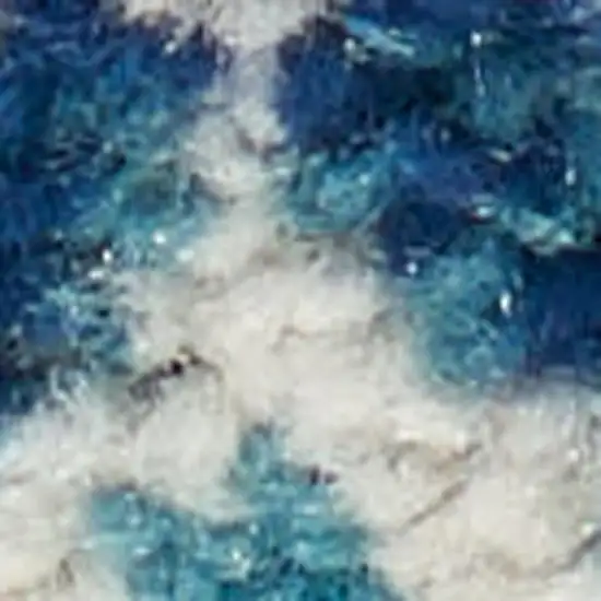 6' Navy Blue And Ivory Geometric Runner Rug Photo 2