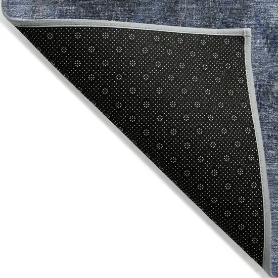 8' Navy Blue And Ivory Round Abstract Washable Indoor Outdoor Area Rug Photo 9