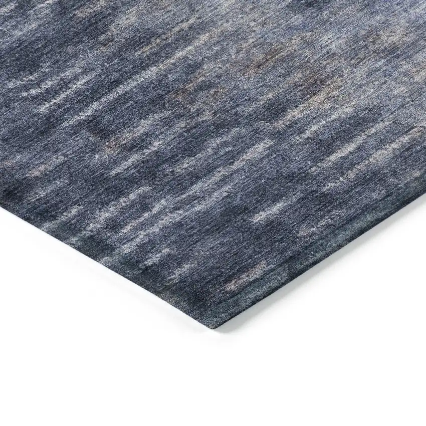 8' Navy Blue And Ivory Round Abstract Washable Indoor Outdoor Area Rug Photo 6