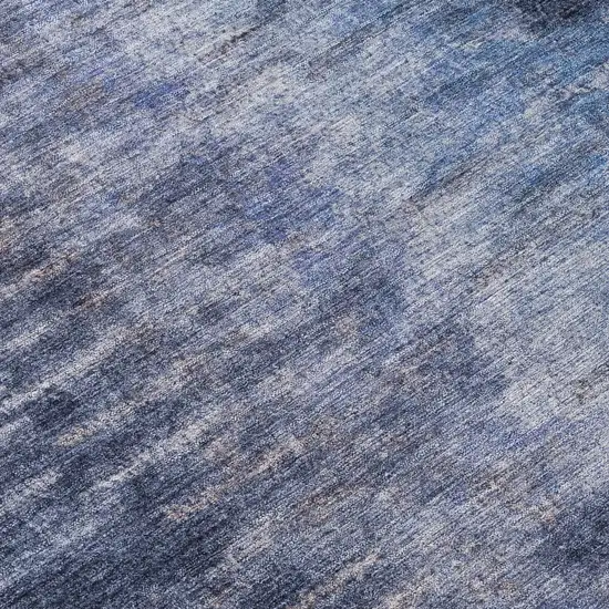 8' Navy Blue And Ivory Round Abstract Washable Indoor Outdoor Area Rug Photo 9