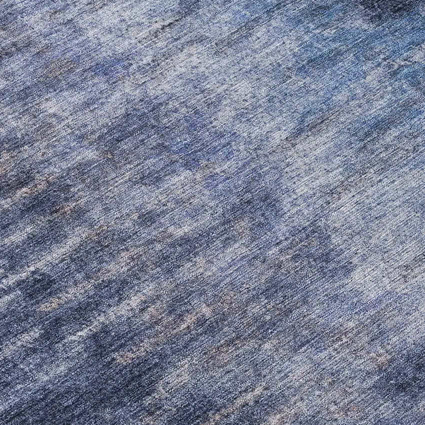 8' Navy Blue And Ivory Round Abstract Washable Indoor Outdoor Area Rug Photo 9