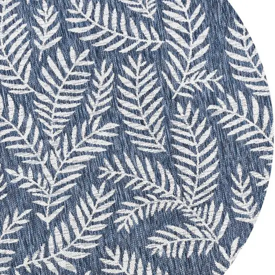 6' Navy Blue And Ivory Round Floral Indoor Outdoor Area Rug Photo 2