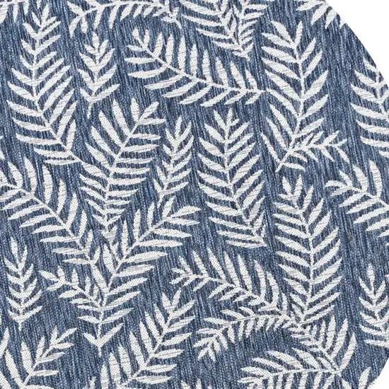 9' Navy Blue And Ivory Round Floral Indoor Outdoor Area Rug Photo 2