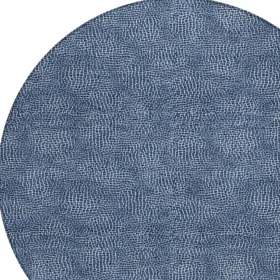 8' Navy Blue And Ivory Round Geometric Washable Indoor Outdoor Area Rug Photo 5