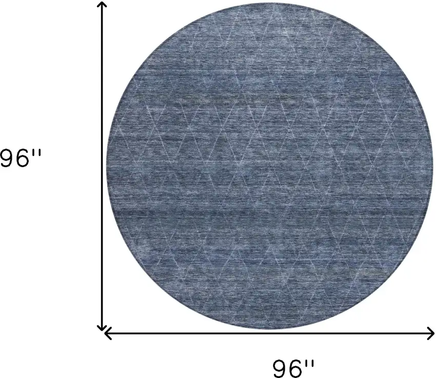 8' Navy Blue And Ivory Round Geometric Washable Indoor Outdoor Area Rug Photo 3
