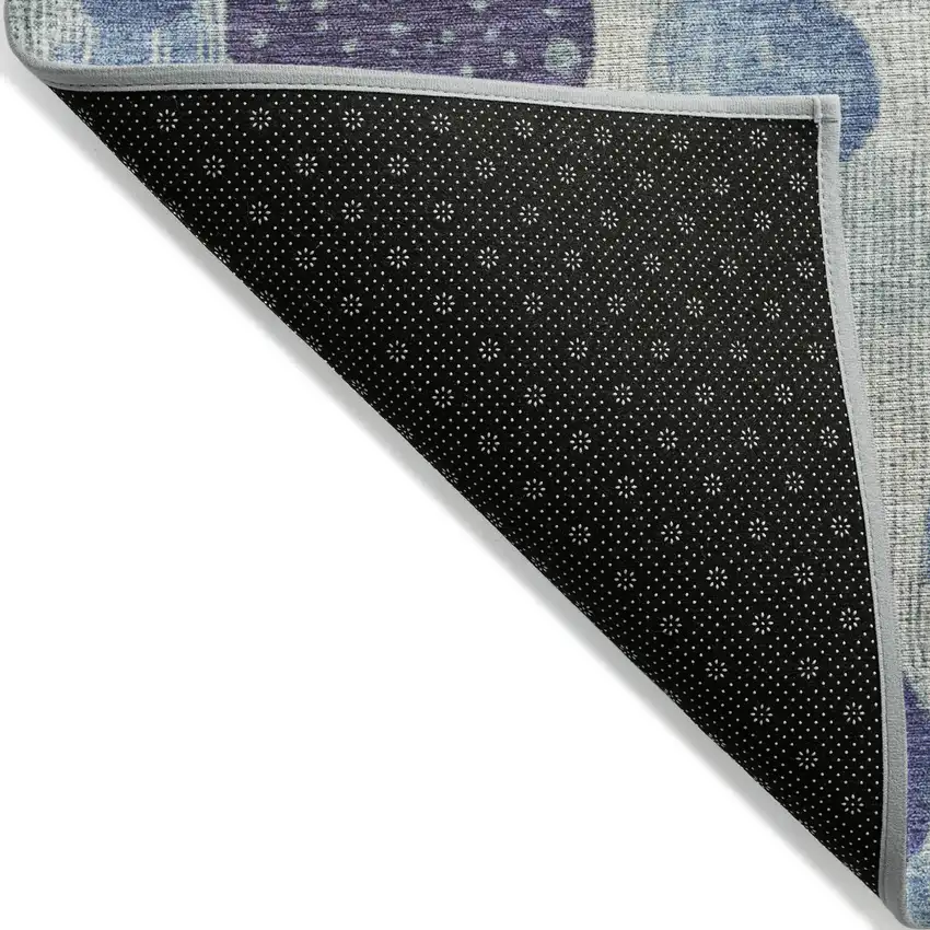 8' Navy Blue And Ivory Round Geometric Washable Indoor Outdoor Area Rug Photo 9