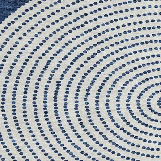 8' Navy Blue And Ivory Round Geometric Washable Indoor Outdoor Area Rug Photo 6