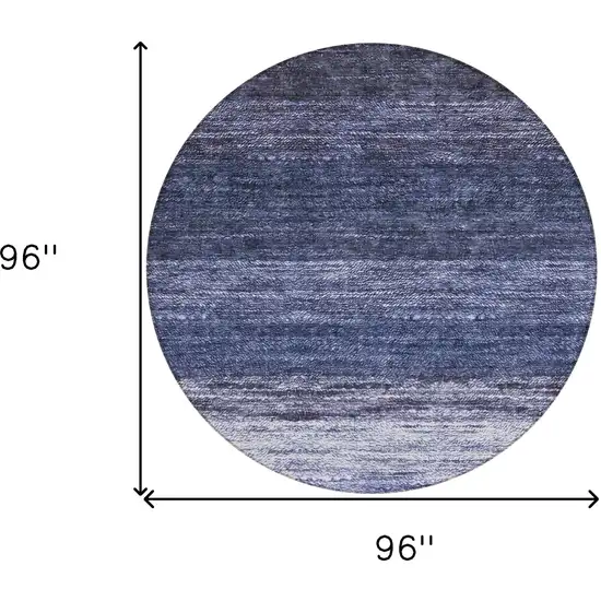 8' Navy Blue And Ivory Round Ombre Washable Indoor Outdoor Area Rug Photo 3