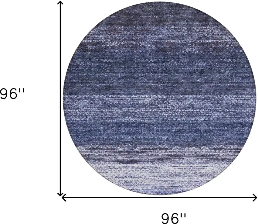 8' Navy Blue And Ivory Round Ombre Washable Indoor Outdoor Area Rug Photo 3