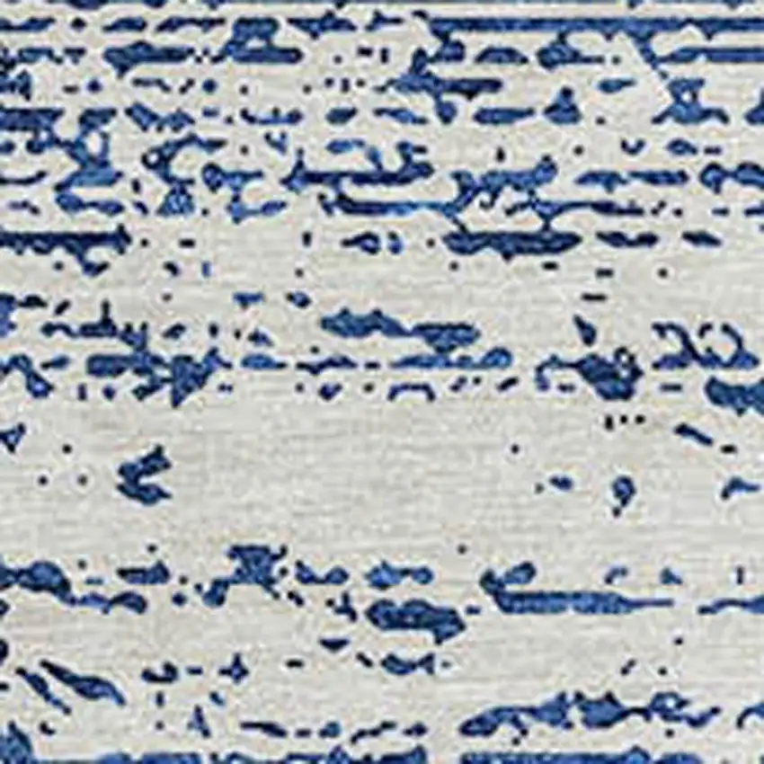 8' Navy Blue And Ivory Round Striped Washable Indoor Outdoor Area Rug Photo 4