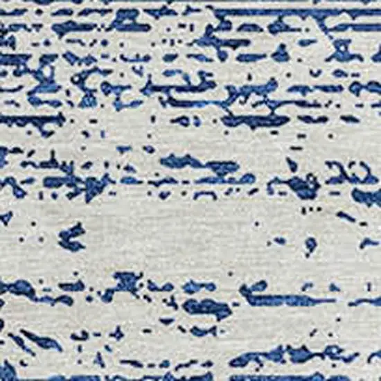 8' Navy Blue And Ivory Round Striped Washable Indoor Outdoor Area Rug Photo 4