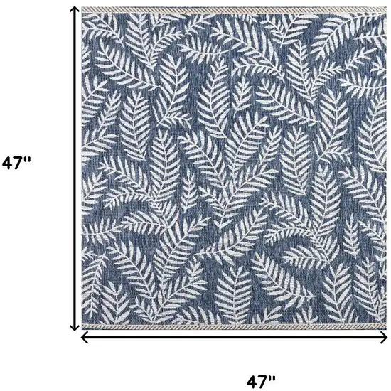 4' Navy Blue And Ivory Square Floral Indoor Outdoor Area Rug Photo 8